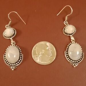 New moonstone sterling silver dangle earrings